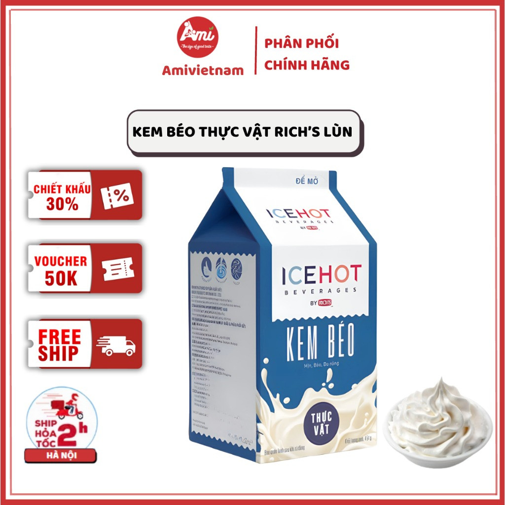 [HỎA TỐC] Kem béo thực vật Rich's lùn Ice Hot 454g