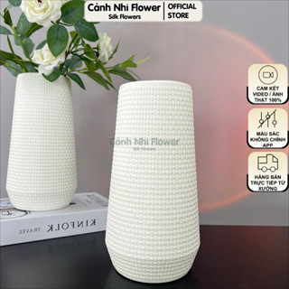 Bình Nhựa Vân Hạt Trai Cao 25cm - Bình Cắm Hoa Ướt Khô, Phong Cách Bắc Âu Tinh Tế - Cảnh Nhi Flower