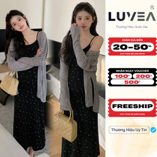 Set Váy Bầu Kèm Áo Cardigan Thu Đông Dáng Suông Dài Hoa Nhí Đi Công Sở Mẫu Mới Trend 2025 LUVEA