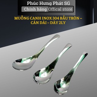 Muỗng Canh Inox 304 Bầu Tròn Cán Dài, Dày 2Ly, Mã CANH304 (3 Size)-Phúc Hưng Phát-Inox cao cấp