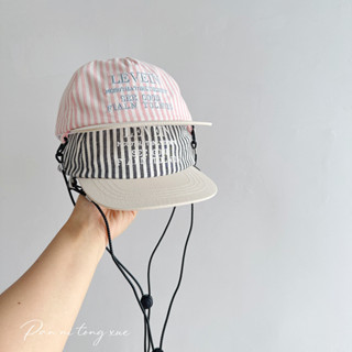 Hip Hop Flat Vành Trẻ Em Mũ Bóng Chày Retro Sọc Chữ Thêu Mùa Hè Ngoài Trời Chống Gió Dây Cha Mẹ-Con Mũ Chống Nắng