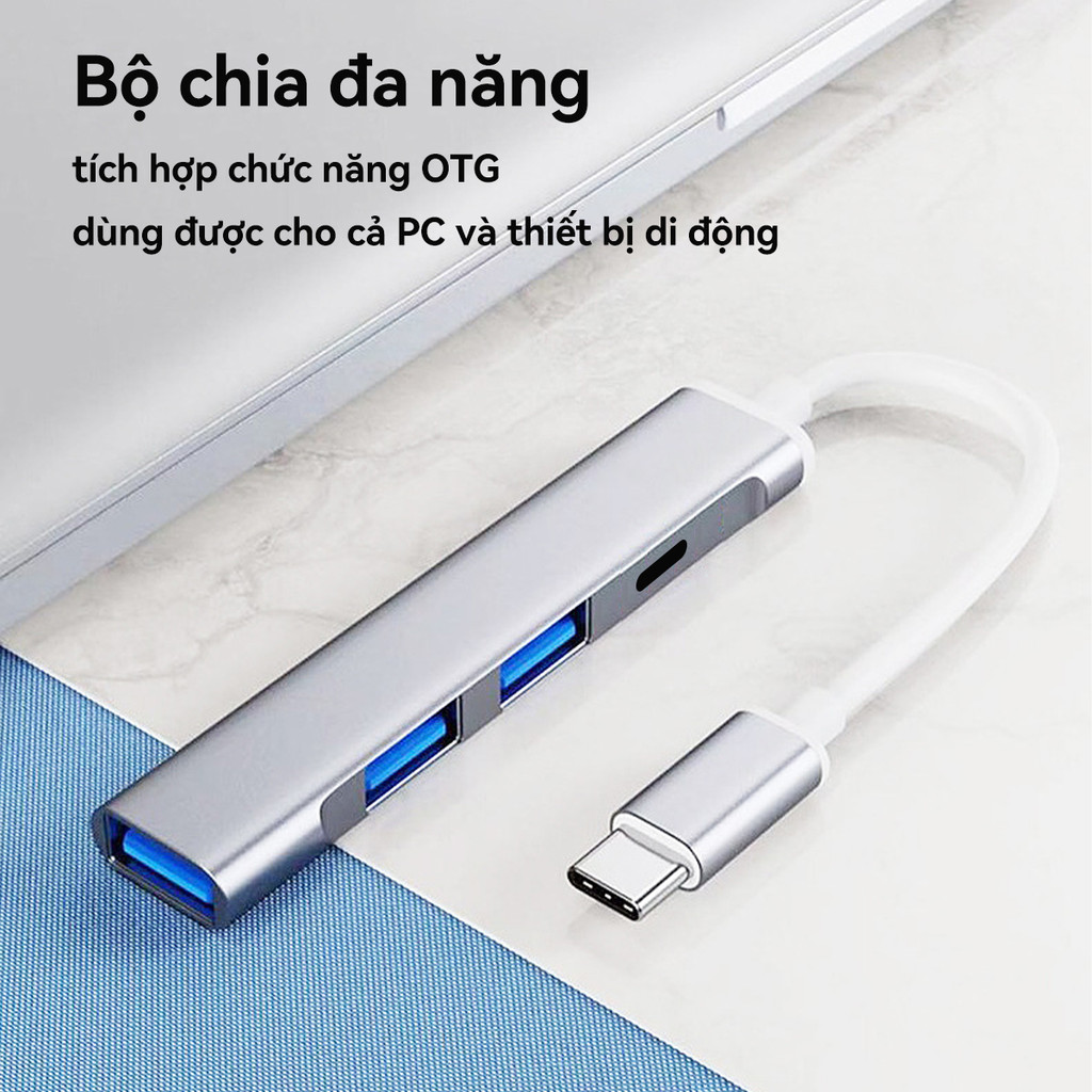 -CLUBLU- HUB Bộ Chia Cổng Chuyển Đổi USB3.0 to Type-C Lighting 4in1 cho PC MacBook Laptop Điện Thoại | BigBuy360 - bigbuy360.vn