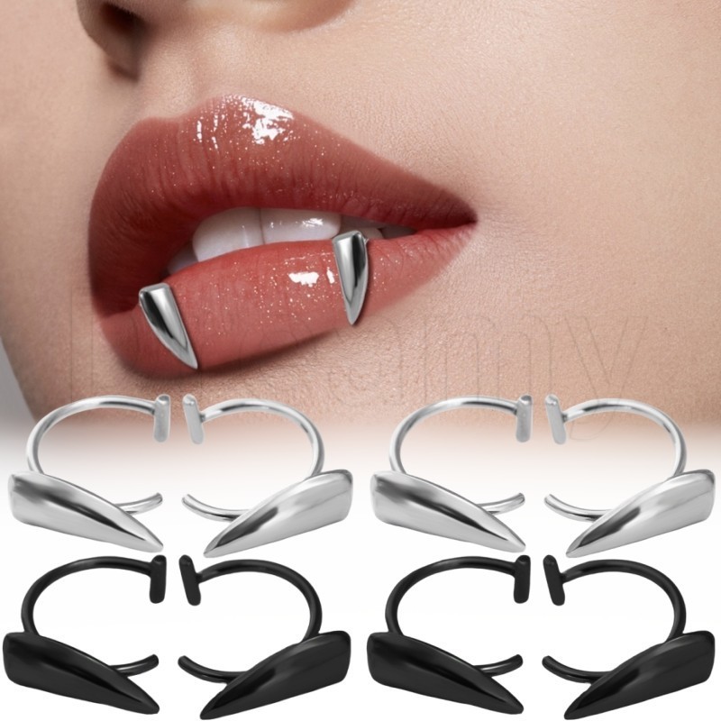 Kẹp Môi Fangs Inox - Punk Lip Ring - Phụ Kiện Thời Trang - Răng Giả Sắc Nét - Cá Tính, Hợp Thời Tran