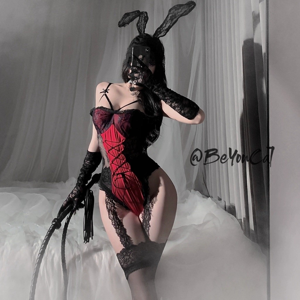 Cosplay thỏ bông đen đỏ bunny hư hỏng quyến rũ bodysuit đồ lót liền thân phối ren siêu dễ thương gợi cảm BIKI HOUSE N837 | BigBuy360 - bigbuy360.vn