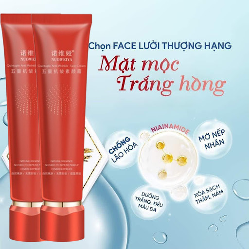 Kem Lười Make Up Nâng Tone NUOWEIYA FIVE FIRMING  - Kem Five Firming Giúp Xóa Nhăn, Che Khuyết Điểm, Làm Trắng Và C