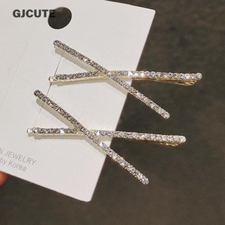 Gjcute 2 Chiếc Cross Pha Lê Kẹp Tóc Kim Cương Giả X Kẹp Tóc Barrettes Kẹp Bên Đơn Giản WTD