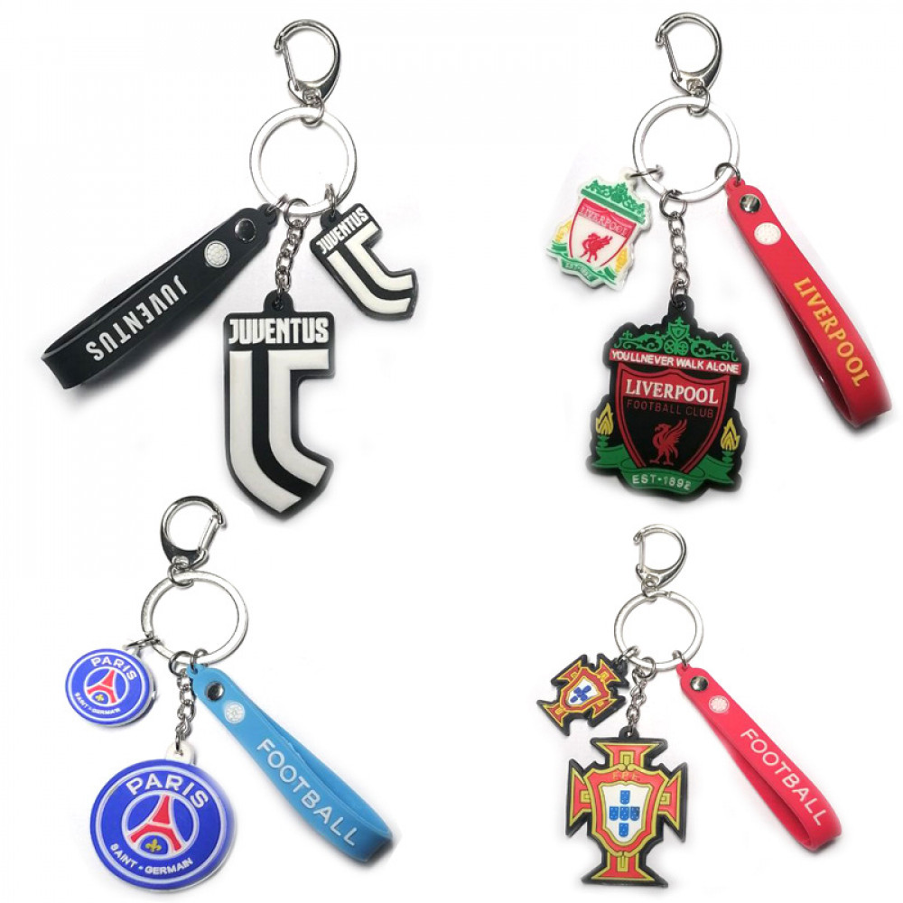 PVC KeyChain Câu lạc bộ bóng đá Logo biểu tượng Bộ 3 món Juventus Ac Inter Milan Real Madrid Atletic