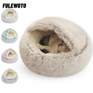 Giường tổ ngủ cho mèo FILEWOTO, Giường mèo êm dịu sang trọng ấm cúng, Đồ dùng cho thú cưng Máy thoải mái mềm mại có thể giặt được Giường che cho chó có mũ trùm đầu mùa đông