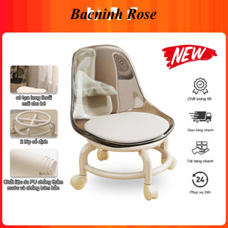 Ghế Đẩu Nhỏ Ghế Đẩu Tròn Tựa Lưng Trong Suốt Có Bánh Xe Đa Năng Xoay 360 Độ Chất Liệu Acrylic ghế có bánh xe ghế nhựa tự