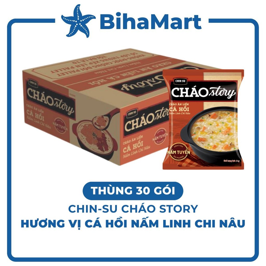 [THÙNG30GÓI] - MASAN - Chin-su Cháo Story Cá hồi nấm linh chi nâu, Cháo Story Chinsu Cá hồi, Cháo Ch