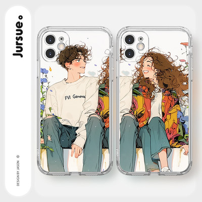 Ốp lưng JURSUE mềm nam nữ hoạt hình dễ thương đẹp độc lạ chống bẩn Cho iPhone 17 16 15 14 13 12 11 Pro Max SE 2020 X XR XS 8 7 ip 6S 6 Plus kute Y5125