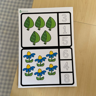 Đếm số lượng, làm quen với số cho bé 2-5 tuổi, được làm từ chất liệu giấy a4 in màu (Bộ học liệu giáo dục Montessori)