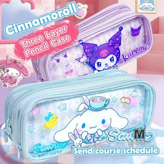  MINIFRUT  Hộp đựng bút chì trong suốt hoạt hình Sanrio Kuromi Melody Cinnamoroll Hộp bút chì Túi đựng di động nhiều lớp Học sinh Văn phòng phẩm MỚI 