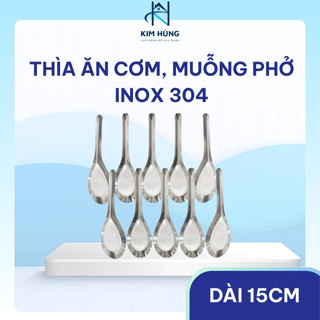   Giá Xưởng  Combo 10 Muỗng Canh Bầu Inox 304 – Dài 15cm – Ăn Cơm Phở Cháo – Dùng Gia Đình Nhà Hàng 