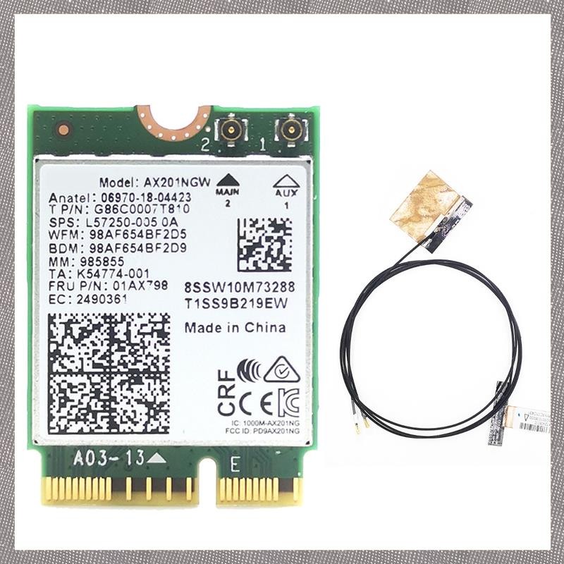 [M G L O] Thẻ WiFi AX201 AX201NGW với 2XAntenna M.2 CNVio2 2.4GHz / 5Ghz