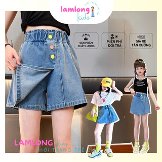  Quần sooc jean cho bé quần short bò jean giả váy thiết kế   từ 13kg -45kg    vạt lệch phong cách dễ thương QV3 