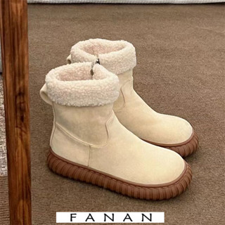 FANAN giày nữ boot nữ giày đi tuyết boot cổ lông Bốt Đi Tuyết Thoải Mái Xinh Xắn Đệm êm Hợp thời Sang trọng Chất liệu tốt FLF24A125J 50Z241212