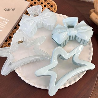 Cminyp Kem Ngọt Ngào Xanh Nơ Ngôi Sao Năm Cánh Kẹp Tóc Hình Học Vuốt Tóc Cho Nữ Thanh Lịch Nơ Cua Barrettes Phụ Kiện Tóc Vinh Quang