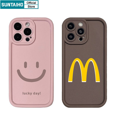 Suntaiho Thời Trang Ngộ nghĩnh Vỏ Họa Tiết Logo Ốp lưng Iphone 16 15 14 13 12 11 Pro Max IP 7 8 Plus Iphon X Xs XR Xs Max Silicon Mềm Cao Cấp Chống Sốc Ốp Lưng