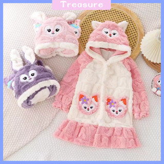 ✨Bộ đồ ngủ mặc nhà bé gái mặc đồ ngủ lông cừu hai mặt bé gái dày bé trai trẻ em flannel Áo choàng tắm bốn mùa thu đông
