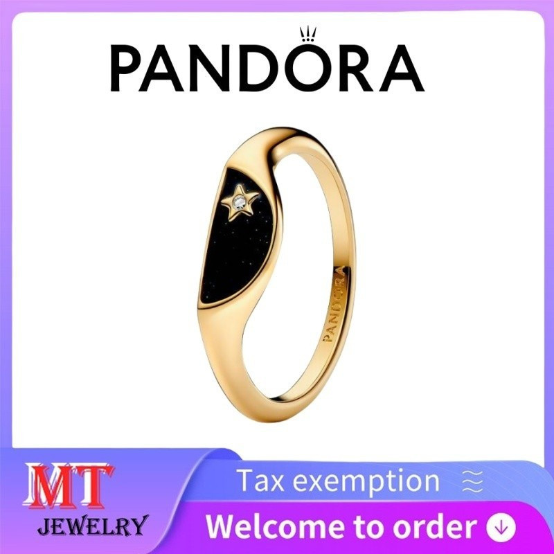 100% S925 Bạc Cặp Đôi Nữ Pandora Trang Sức DIY Pandora ME Nửa Men Signet Nhẫn 163325C01 HZZV