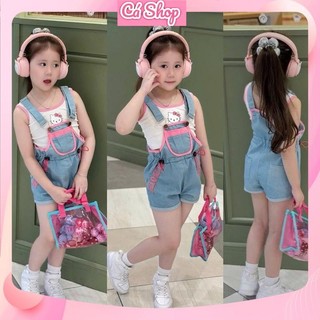 Xả D36, Set yếm bé gái, Set yếm kitty kèm áo cho bé gái