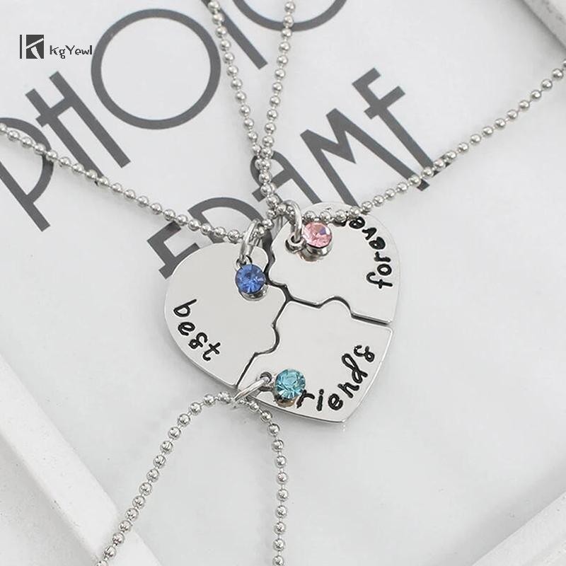 KgYewl 3 Cái / bộ Trái Tim Chia Mặt Dây Chuyền Vòng Cổ Người Bạn Thân Nhất Bff Tình Bạn Cặp Đôi Vòng