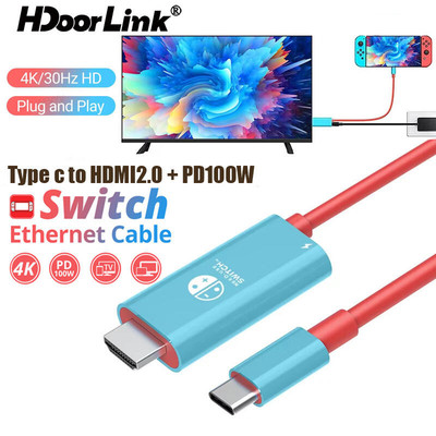 Cáp HdoorLink Type C sang HDMI 4K 60Hz Truyền Video HDTV Kỹ Thuật Số AV Adapter 100W PD Sạc Cho Nintendo Switch OLED
