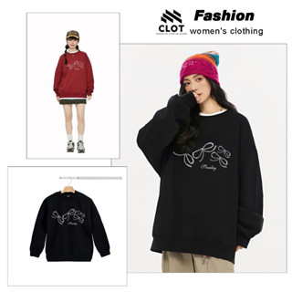 Áo sweater nơ nữ CLOT Đen essentials form rộng áo khoác hoodie không mũ outerity local brand