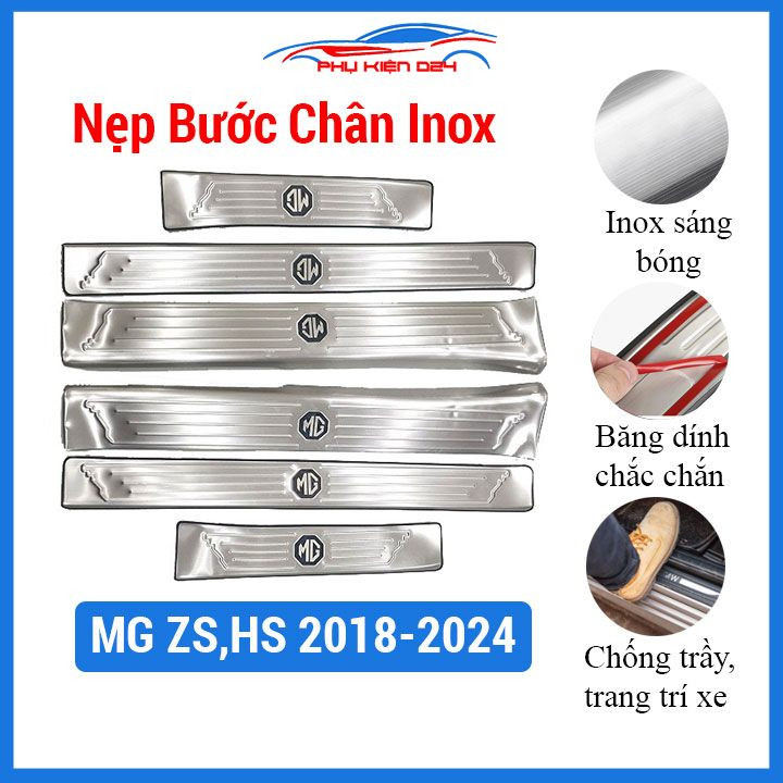 Bộ 8 nẹp bước chân trong ngoài inox MG ZS  Và MG HS 2018 2021-2022-2023-2024