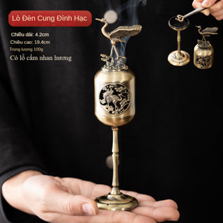 Lư Hương Cung Đình Hạc 100G Lò Đốt Trầm Hương Hạc Vạn Thọ - Đế Chống Cháy - Có Lỗ Cấm Nhan Hương + Nhang Vân Mây