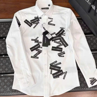 Áo Sơ Mi Trắng In Kín Mác DG KCloset Somi Cotton Mềm Mịn Dày Dặn Nam Nữ NA862