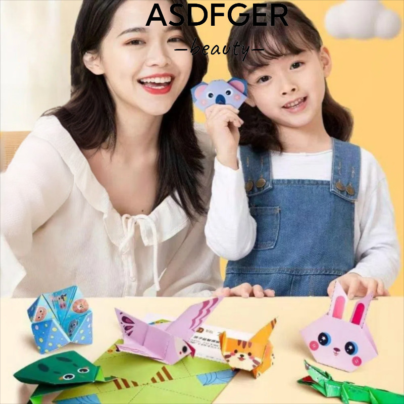 Sách Origami ASDFGER, Trẻ Em DIY Xếp Hình Origami, Dễ Thương 15 Tờ Handmade Họa Tiết Động Vật Origam