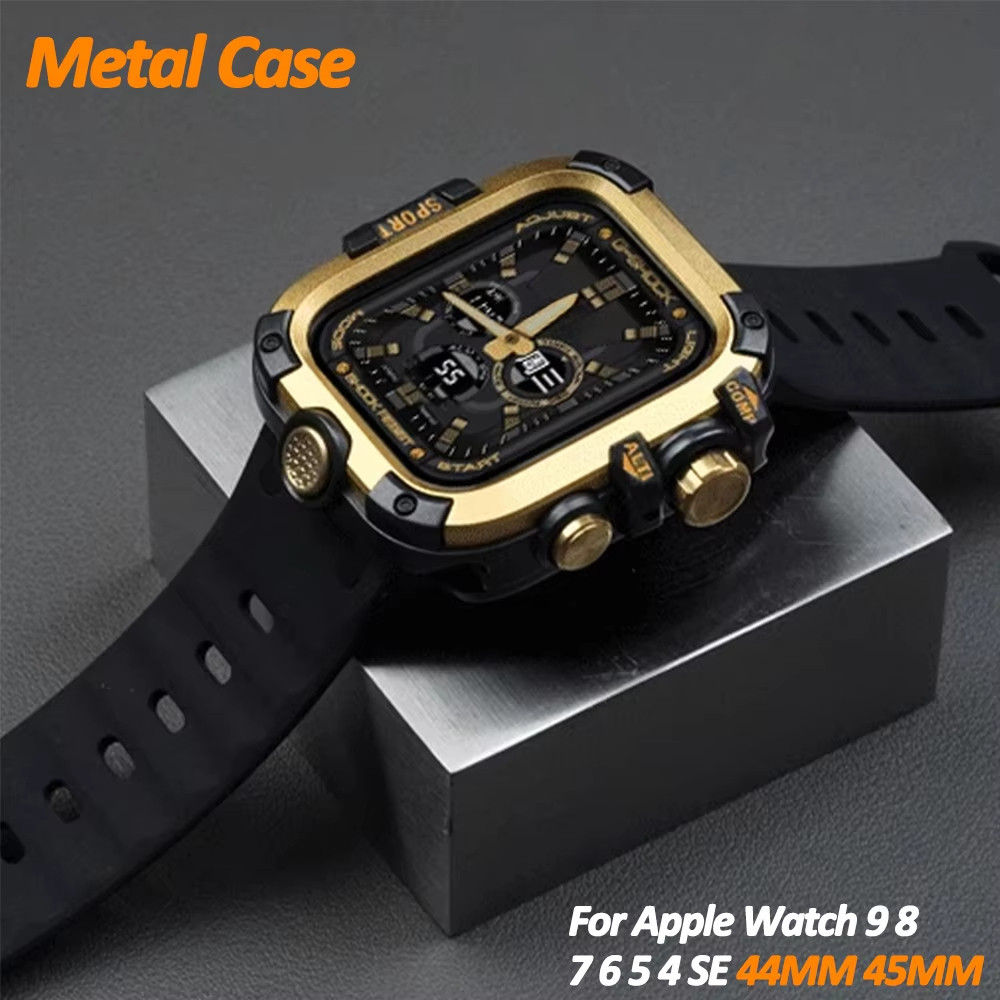 Ốp Hợp Kim Nhôm Cho Iwatch Series 9 8 7 45mm Vỏ Kim Loại Cho Iwatch 5 6 Se 4 44mm Phim Màn Hình Full