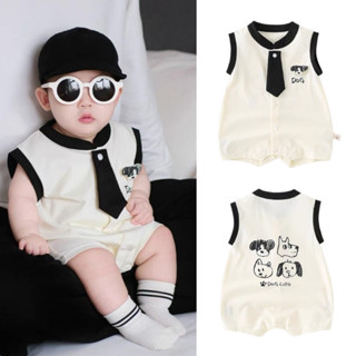 Bộ đồ liền thân cho bé Mùa hè Áo liền quần không tay Bé trai Bé gái Thời trang Hàn Quốc Động vật in áo liền quần 0-2 tuổi Quần áo trẻ sơ sinh