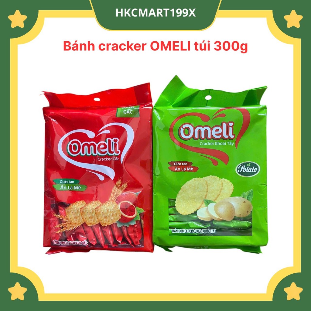 BánH OMELI, Bánh Cracker Khoai Tây, Cracker Gấc Omeli Túi 300g