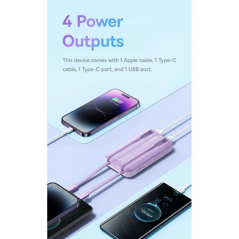 Sạc Dự Phòng Baseus Comet Series 20000mAh 22.5W - Sạc Nhanh, Hiện Thị Kỹ Thuật Số, Liền Cáp C và L | BigBuy360 - bigbuy360.vn