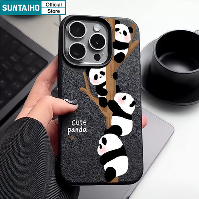 Suntaiho Ngộ nghĩnh Vỏ Dễ Thương Gấu Trúc Leo Núi Họa Tiết Tre Ốp Điện Thoại Cho Iphone 15 14 12 13 11 Pro Max IP 7 8 Plus Iphon X Xs XR Xs Max Silicone Mềm Cao Cấp Chống Sốc Ốp Lưng