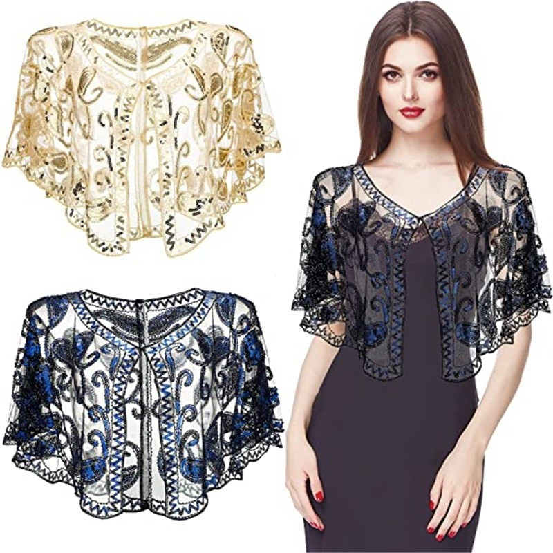 Áo Filipiniana hiện đại và cape bolero flapper cho nữ,sequin deco, phù hợp dạ tiệc và sân khấu