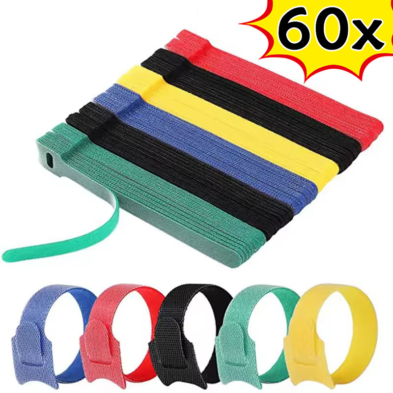 [3-5 ngày đến] 20 / 40 / 60 chiếc Quản lý dây bền bỉ với thiết kế thân thiện với môi trường, Dây buộc cáp Nylon 1,2cmx20cm Dây đeo sắp xếp có thể tái sử dụng cho gia đình / văn phòng / cắm trại