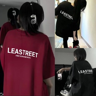  Chữ LEASTRE in nổi cá tính Áo cotton unisex form rộng tay ngắn co giãn 4 chiều oversize #255-256 