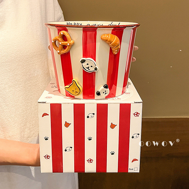 Puppy Gốm Bát Nhỏ Mì Ăn Liền Bát Ăn Nhẹ Salad Sữa Chua Bát Dễ Thương Tinh Tế