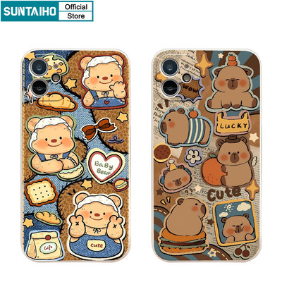 Suntaiho Ngộ nghĩnh Vỏ Độc Đáo Họa Tiết Capybara Ốp Điện Thoại Cho Iphone 16 15 14 13 12 11 Pro Max IP 7 8 Plus Iphon X Xs XR Xs Max Silicon Mềm Cao Cấp Chống Sốc Ốp Lưng