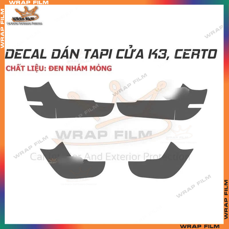 (Tặng gạt dán) Decal dán tapli cửa Kia K3 2022   - Decal dán tapli cửa Kia Cerato, K3 2019-2023