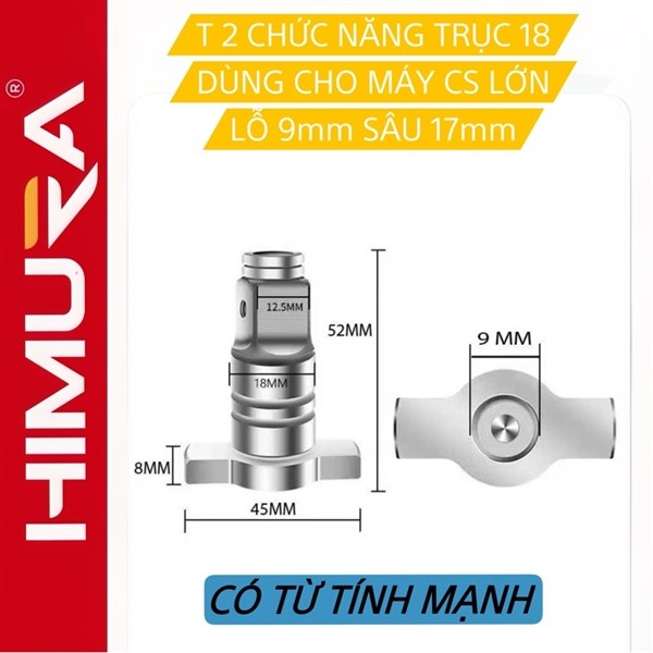 ĐẦU BULONG, ĐẦU CHỮ T THAY THẾ CHO MÁY SIẾT BULONG 1/2 INCH 2 IN 1 CÓ LỰC SIÊT LỚN, LỖ 9MM