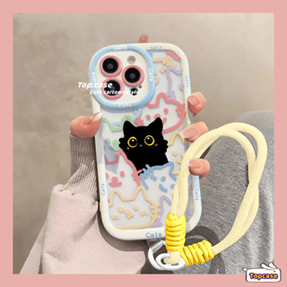 Dành Cho Realme Note 50 C63 C67 11 C51 C53 C55 C35 C33 C30s C25Y C21Y C25s C20A C11 C15 5i 5s 6i Narzo 50i 50A Doodle Cat Bao Gồm Tất Cả Vỏ Điện Thoại Ống Kính Vỏ Mềm Có Dây Buộc