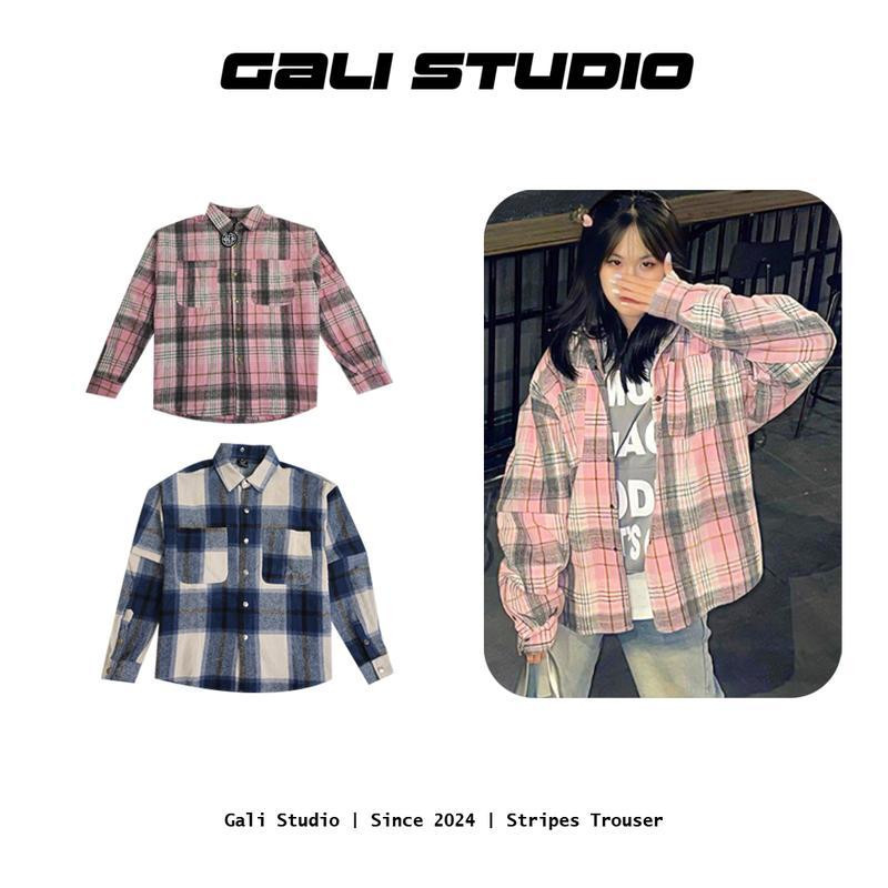 Áo Sơ Mi Flannel Gali Studio Ống Tay Tháo Rời Phong Cách Hàn Quốc Form Oversize Chất Liệu Vải Dạ Uni