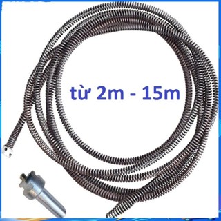 Dây Thông Tắc Cống, Thông Bồn Cầu Lò Xo Inox Siêu Bền Từ 2m - 20m Lắp Cùng Máy Khoan Đã Có Đầu Nối, Có Tay Quay FETOV