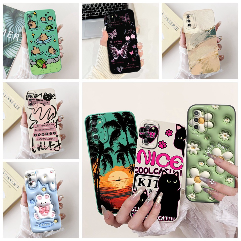 Dành Cho Samsung A03s Ốp Lưng A037F A037M Thẩm Mỹ Mèo Dễ Thương Thời Trang Ngộ nghĩnh Silicon Ốp lưn