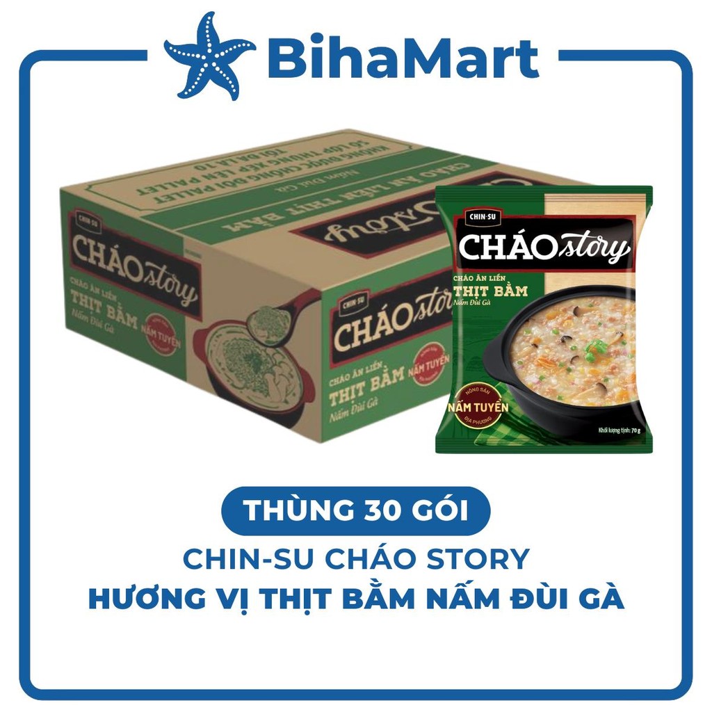 [THÙNG30GÓI-MASAN- Cháo Story Chinsu Thịt bằm nấm đùi gà, Cháo Story Chinsu vị Thịt bằm, Cháo gói Ch
